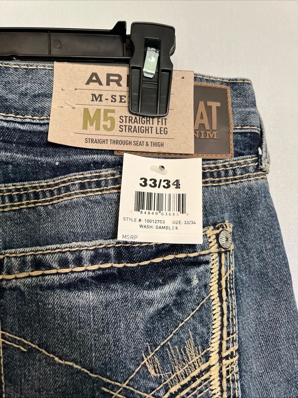 Ariat M5 Men's Straight-Leg&Fit through seat&thigh 33/34  Gambler Low Rise  NWT